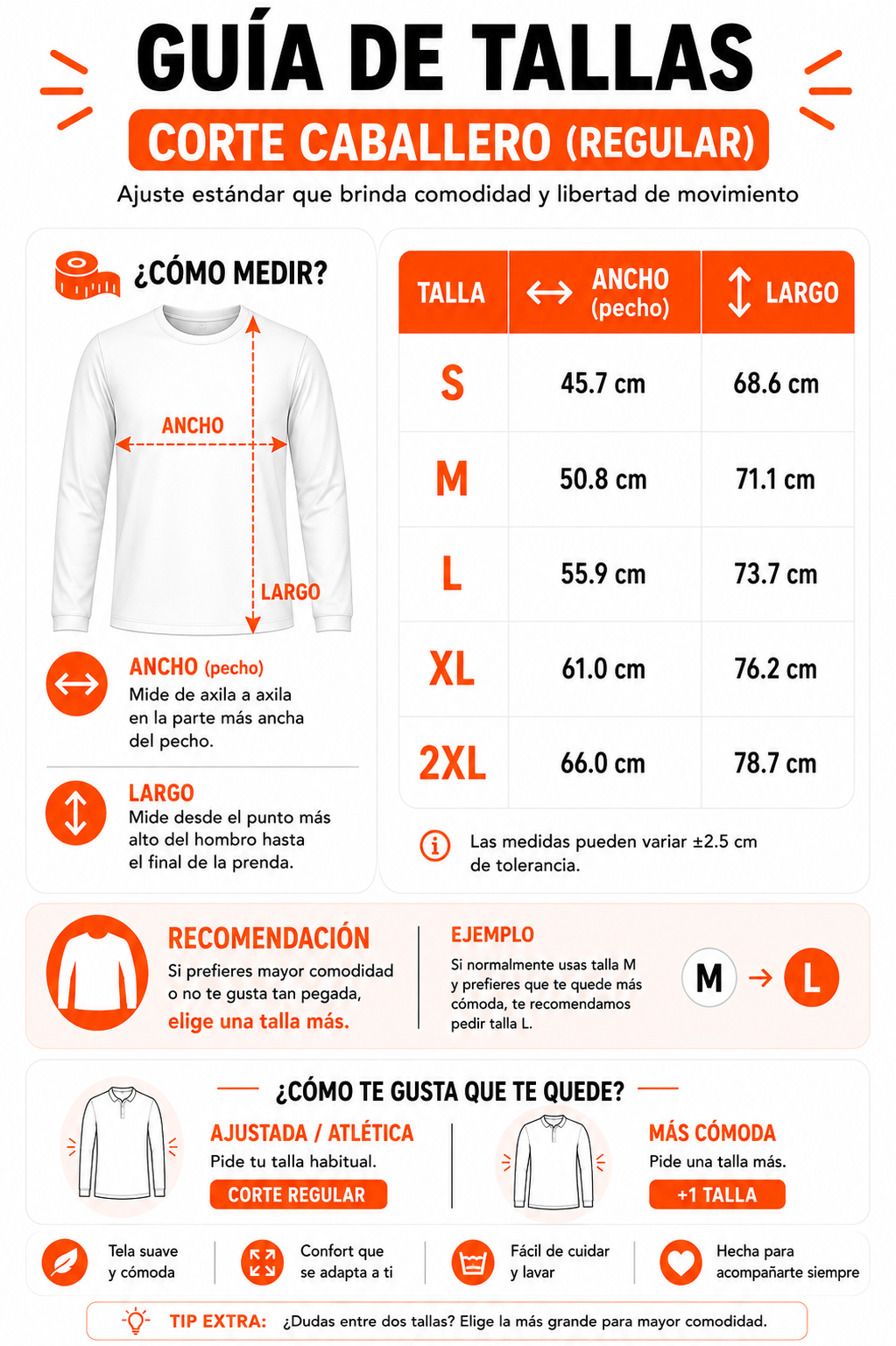 Playera Deportiva Cuello Redondo Manga Larga Caballero (Blanco)