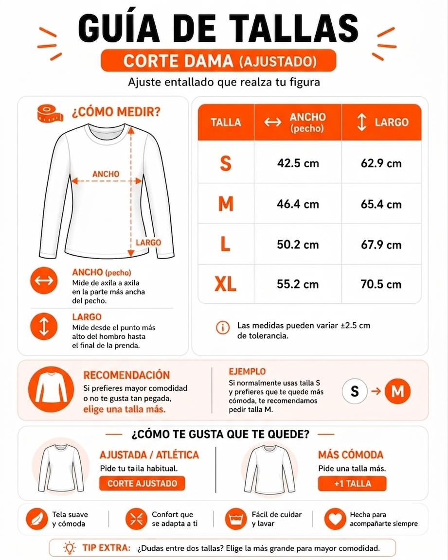 Playera Deportiva Cuello Redondo Manga Larga Dama (Blanco)