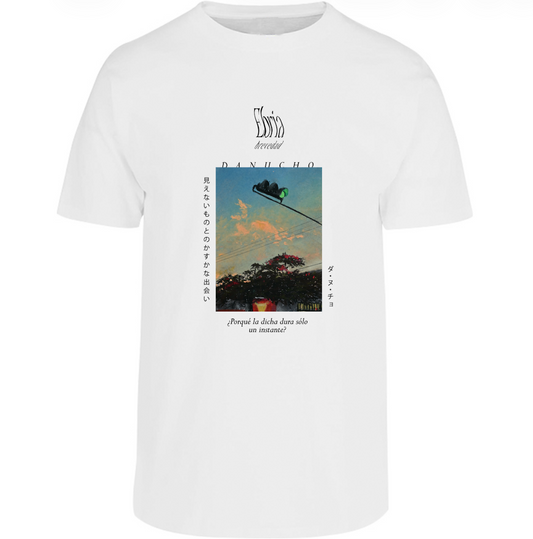 Playera Básica Unisex "¿Por qué la dicha dura solo un instante?" Colección ESPECIAL "Ebria Brevedad" (Blanco)