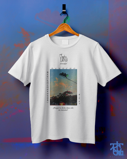 Playera Básica Unisex "¿Por qué la dicha dura solo un instante?" Colección ESPECIAL "Ebria Brevedad" (Blanco)