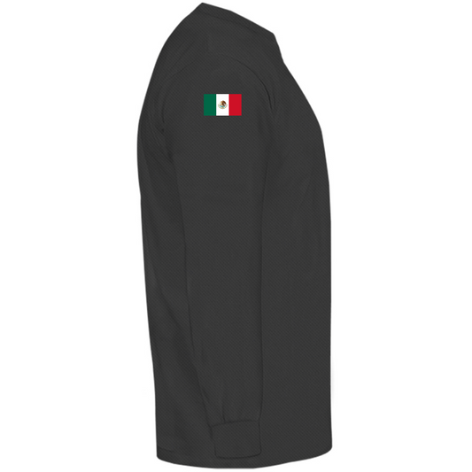 Playera Deportiva Cuello Redondo Manga Larga Caballero (Negro)