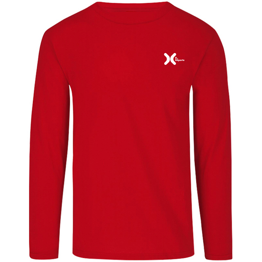 Playera Deportiva Cuello Redondo Manga Larga Caballero (Rojo)