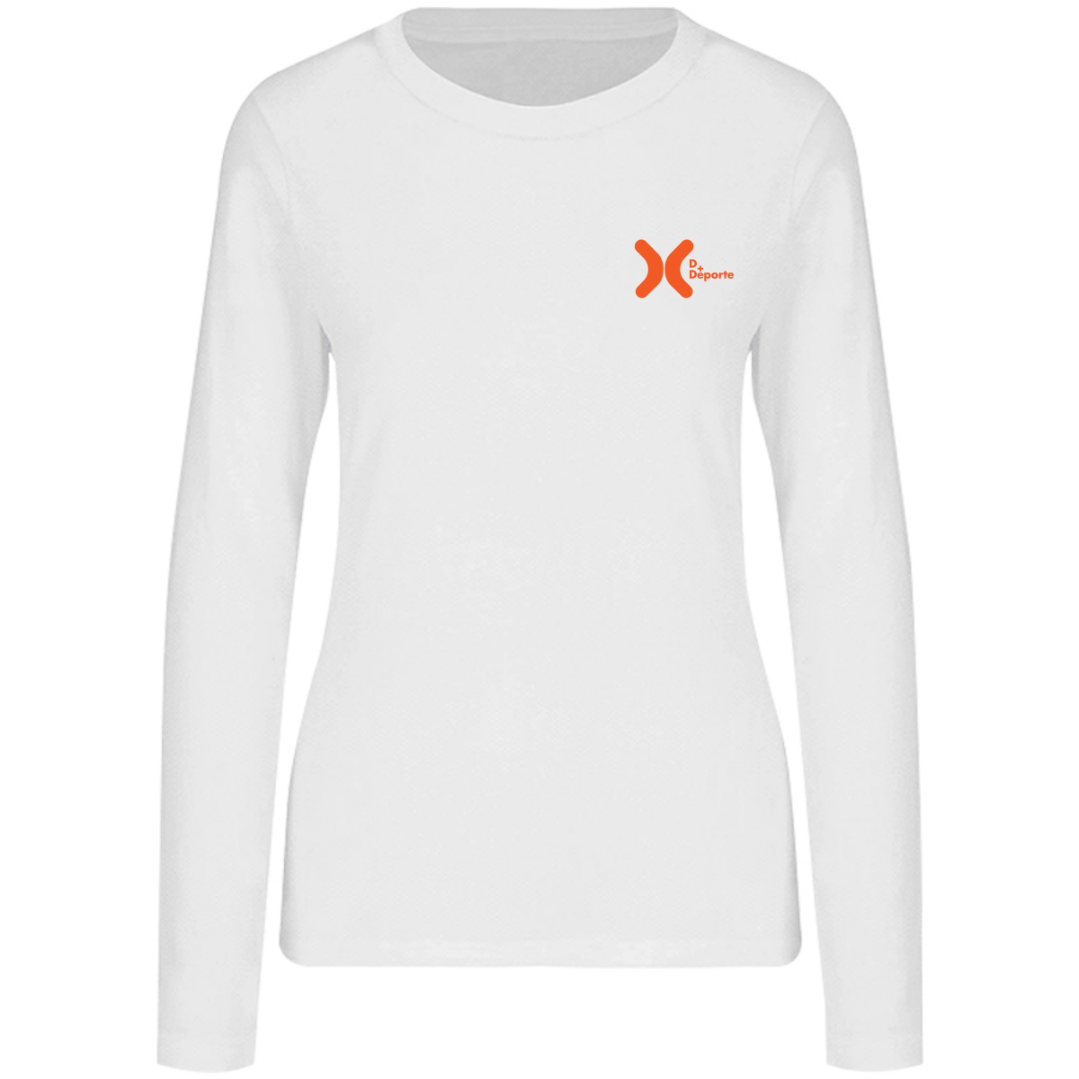 Playera Deportiva Cuello Redondo Manga Larga Dama (Blanco)