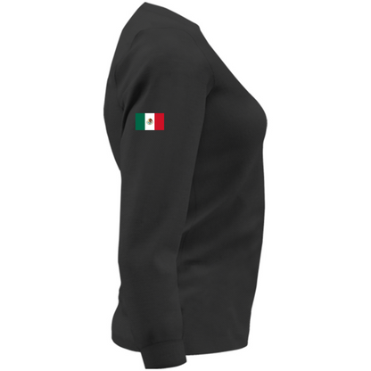 Playera Deportiva Cuello Redondo Manga Larga Dama (Negro)