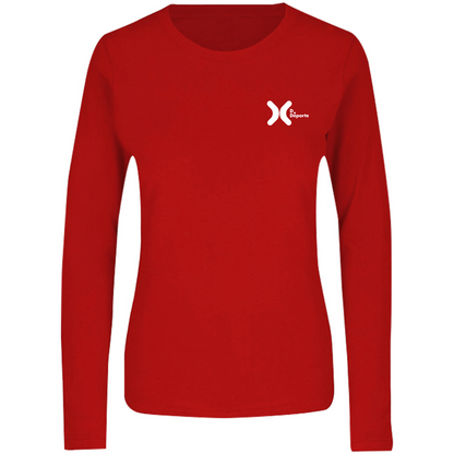 Playera Deportiva Cuello Redondo Manga Larga Dama (Rojo)