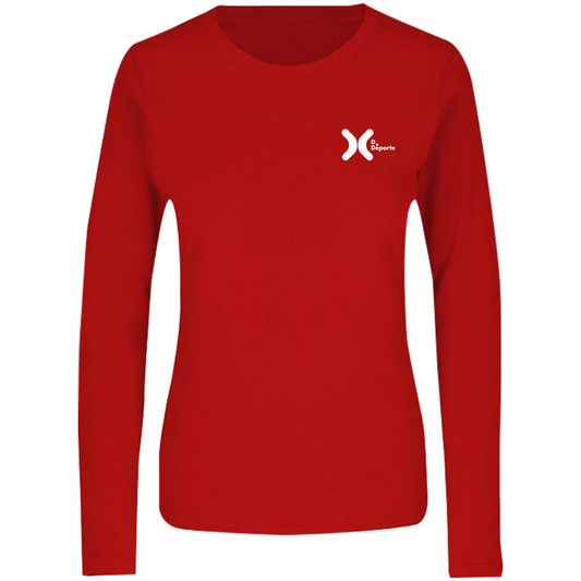 Playera Deportiva Cuello Redondo Manga Larga Dama (Rojo)