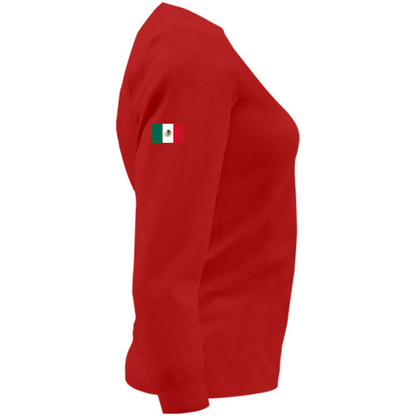 Playera Deportiva Cuello Redondo Manga Larga Dama (Rojo)