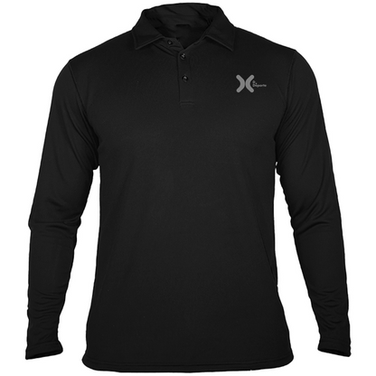 Playera Deportiva Tipo Polo Manga Larga Caballero (Negro)