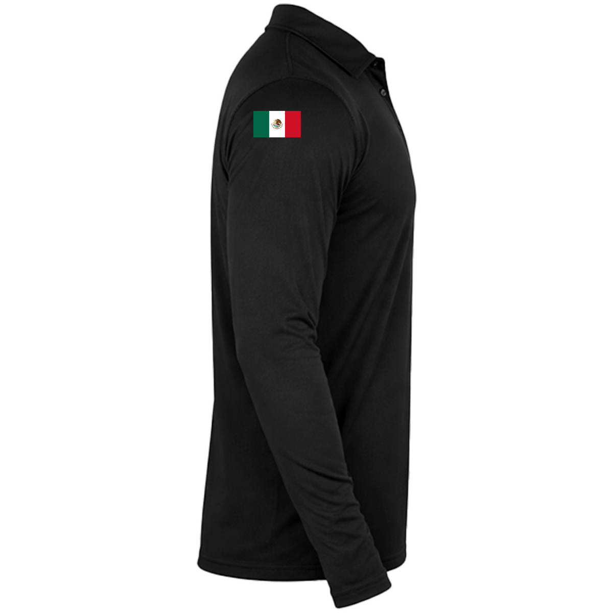Playera Deportiva Tipo Polo Manga Larga Caballero (Negro)