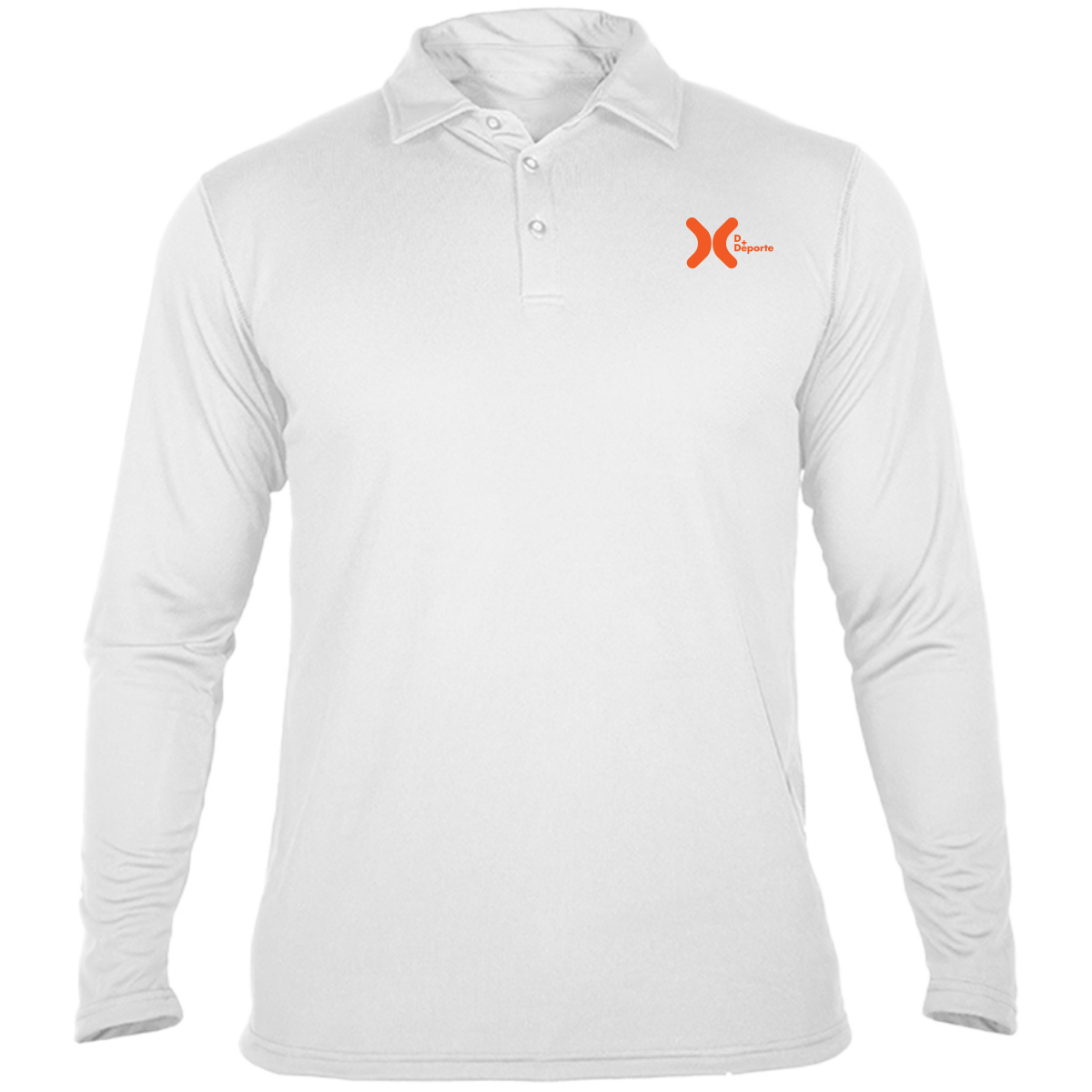 Playera Deportiva Tipo Polo Manga Larga Caballero (Blanco)