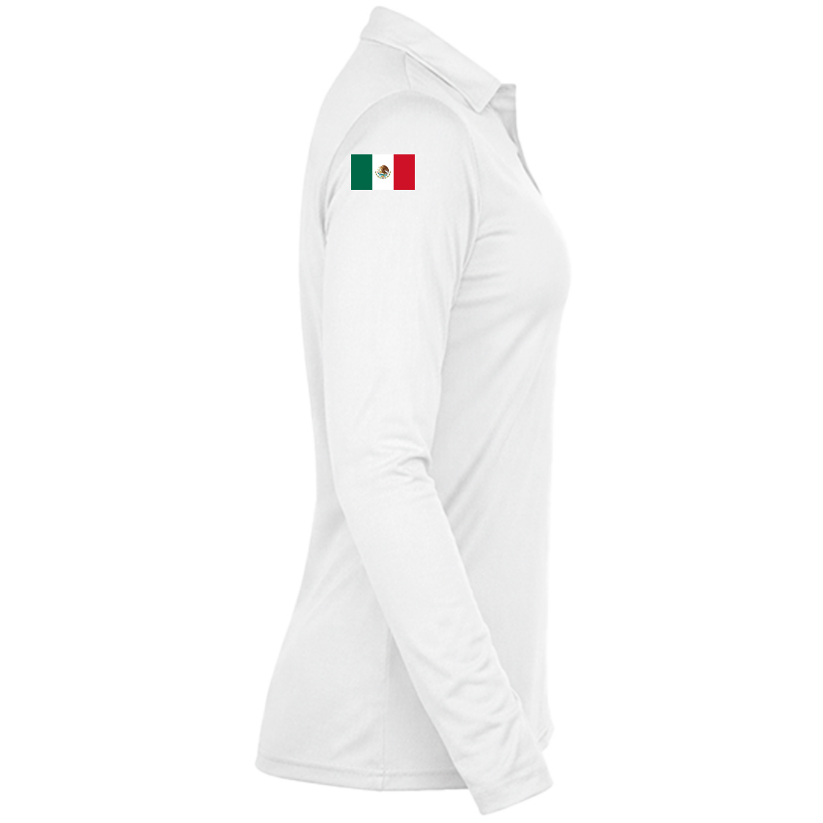 Playera Deportiva Tipo Polo Manga Larga Dama (Blanco)