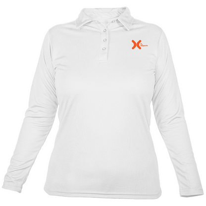 Playera Deportiva Tipo Polo Manga Larga Dama (Blanco)