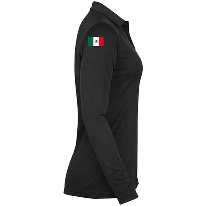 Playera Deportiva Tipo Polo Manga Larga Dama (Negro)